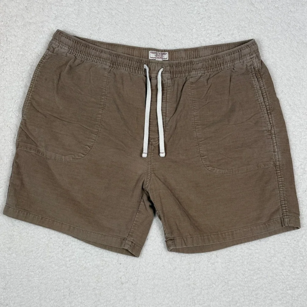 Wallace & Barnes Mens XL Corduroy Shorts Khaki Brown Elastic Waist‎